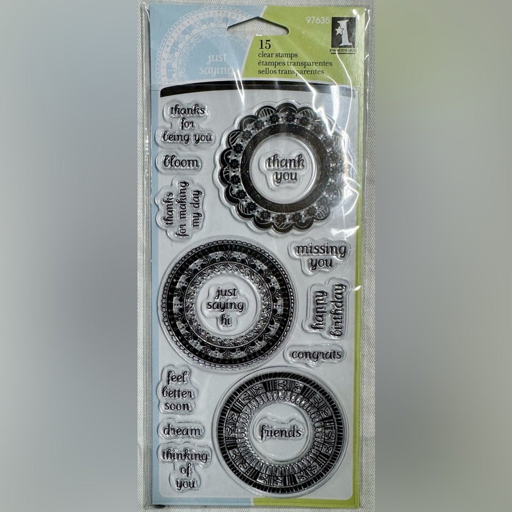 Inkadinkado Round Frames Decorative Clear Stamps with Sentiments